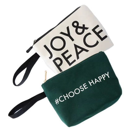 100Pcs Custom Logo Canvas Makeup Bags with Zipper and Handle Small Cosmetic Pouch Organizer Travel Toiletry Bag