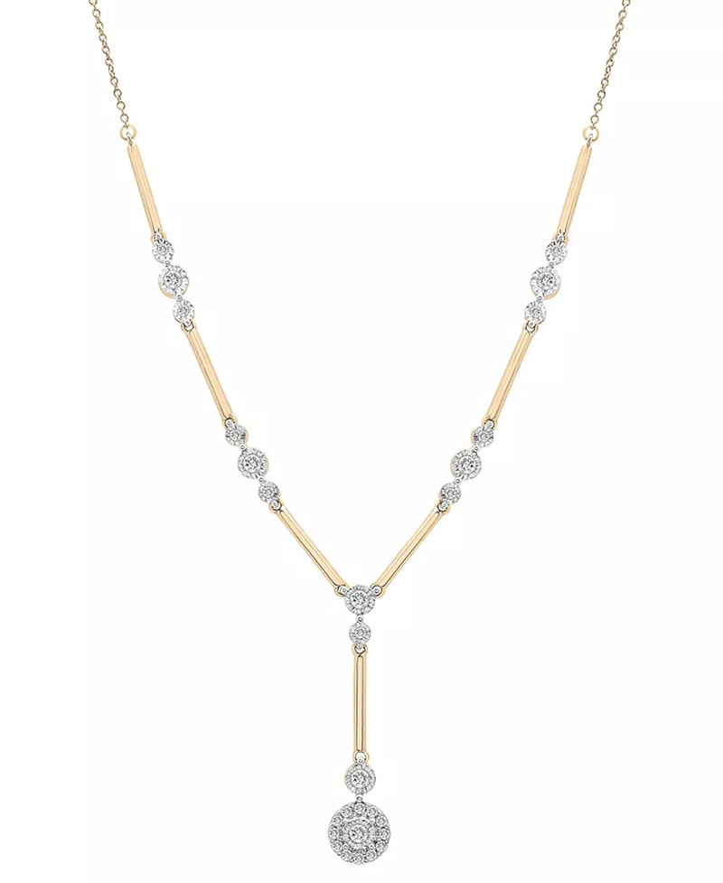 Diamond Station Lariat Necklace (1/2 Ct. T.W.) in 14K Gold, 15" + 2" Extender, Created for Macy'S