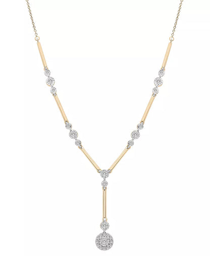 Diamond Station Lariat Necklace (1/2 Ct. T.W.) in 14K Gold, 15" + 2" Extender, Created for Macy'S