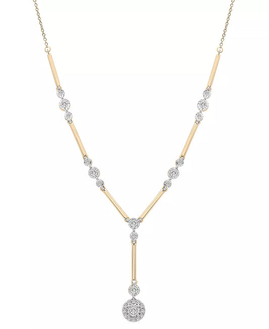 Diamond Station Lariat Necklace (1/2 Ct. T.W.) in 14K Gold, 15" + 2" Extender, Created for Macy'S