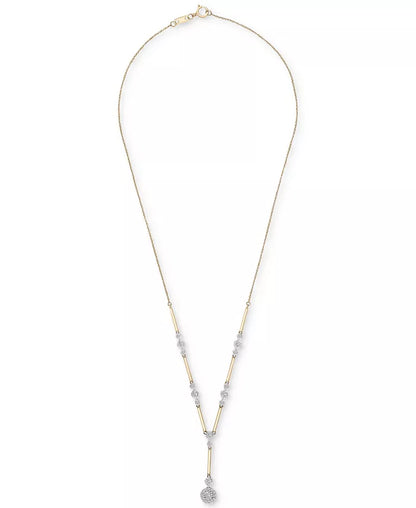 Diamond Station Lariat Necklace (1/2 Ct. T.W.) in 14K Gold, 15" + 2" Extender, Created for Macy'S