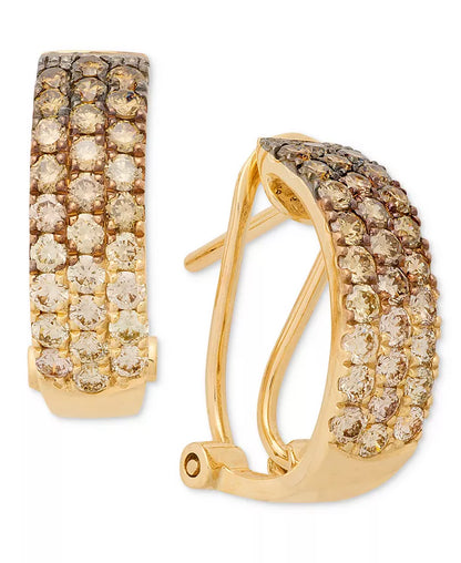 Ombrã© Chocolate Diamond & Nude Diamond (1-1/4 Ct. T.W.) Omega Hoop Earrings in 14K Rose Gold, White Gold or Yellow Gold