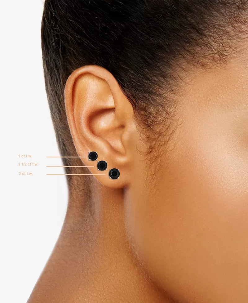 Black Diamond Stud Earrings (1 Ct. T.W.) 14K White or Yellow Gold