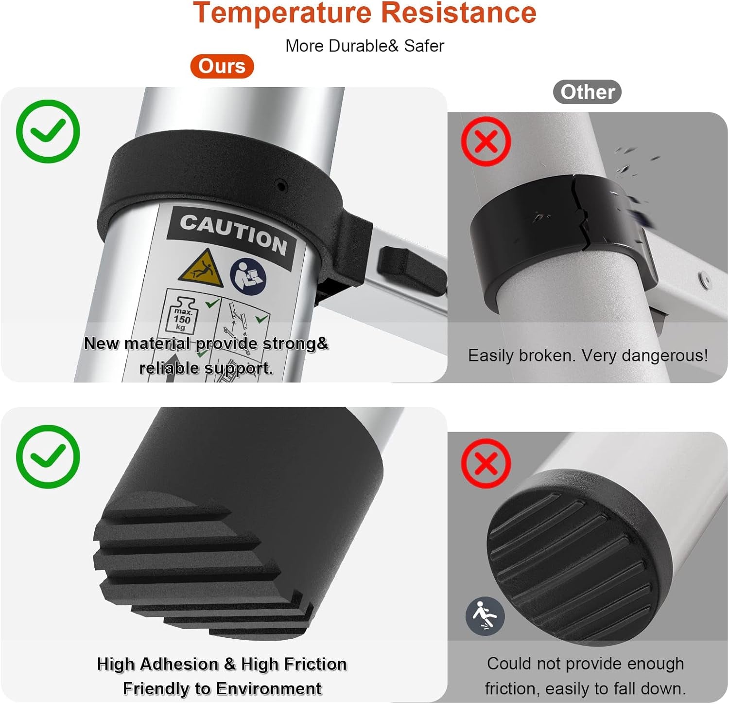 Telescoping Ladder,  8.5Ft Extension Ladder Telescopic Stepladder One-Button Retraction 330Lbs Max Capacity, Multi Position RV Ladder for Indoor & Outdoor Work