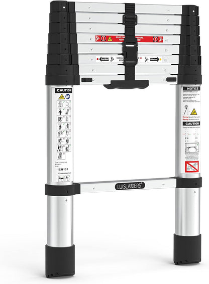 Telescoping Ladder,  8.5Ft Extension Ladder Telescopic Stepladder One-Button Retraction 330Lbs Max Capacity, Multi Position RV Ladder for Indoor & Outdoor Work