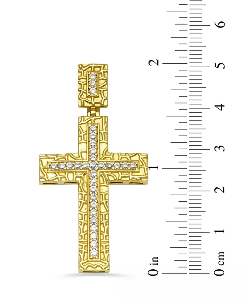 Men'S Diamond Textured Cross Pendant (1/4 Ct. T.W.) in 10K Gold