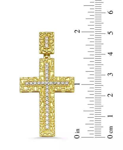 Men'S Diamond Textured Cross Pendant (1/4 Ct. T.W.) in 10K Gold