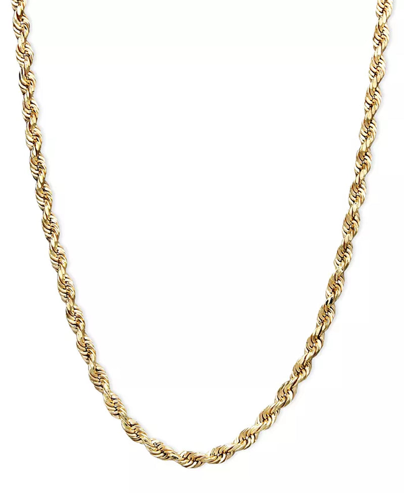 Lightweight 14K Gold Diamond-Cut Rope Chain 18" Necklace (2-1/2Mm)