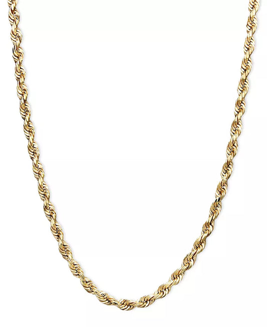 Lightweight 14K Gold Diamond-Cut Rope Chain 18" Necklace (2-1/2Mm)