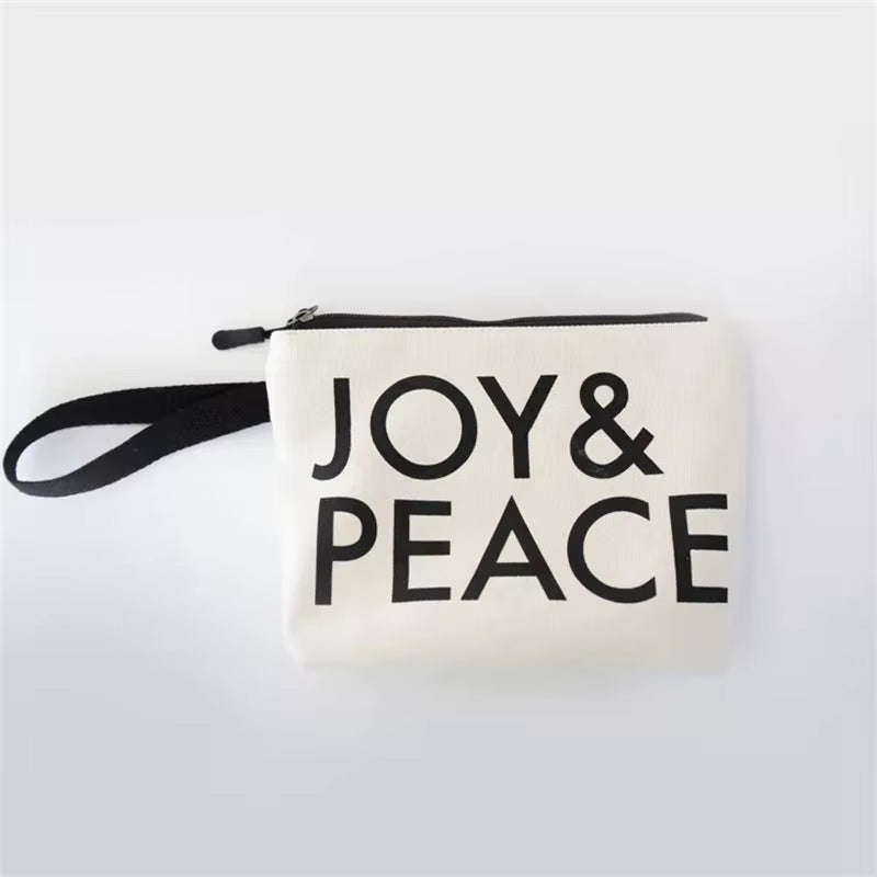 100Pcs Custom Logo Canvas Makeup Bags with Zipper and Handle Small Cosmetic Pouch Organizer Travel Toiletry Bag