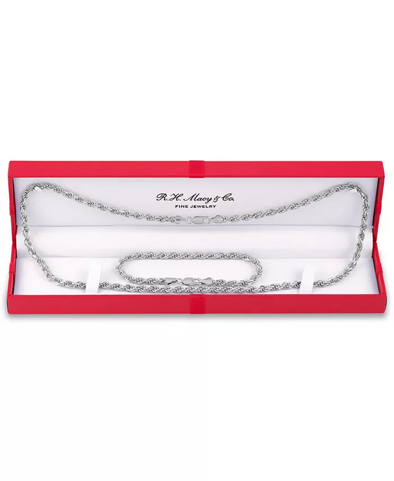 2-Pc. Set 22" Rope Link Chain Necklace & Matching Bracelet, Created for Macy'S
