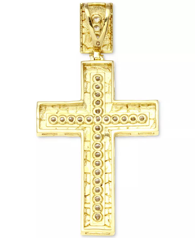 Men'S Diamond Textured Cross Pendant (1/4 Ct. T.W.) in 10K Gold