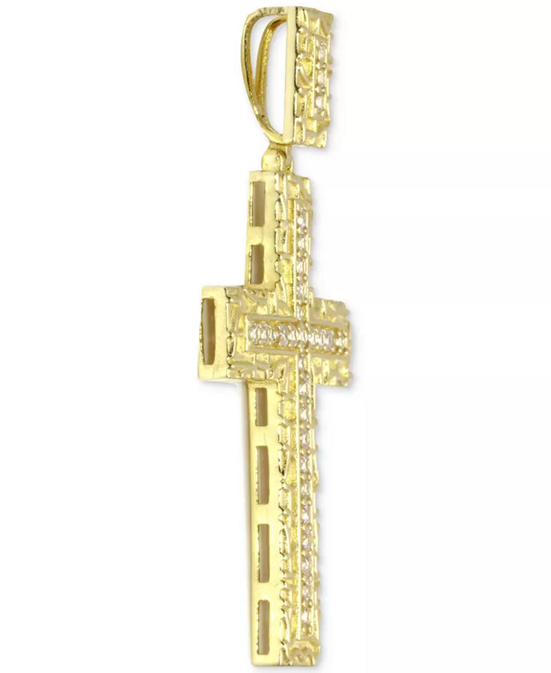 Men'S Diamond Textured Cross Pendant (1/4 Ct. T.W.) in 10K Gold