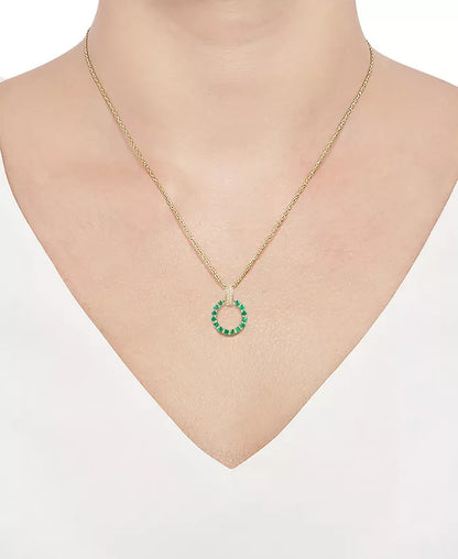Gemstone & Diamond (1/20 Ct. T.W.) Circle 18" Pendant Necklace in 14K Gold