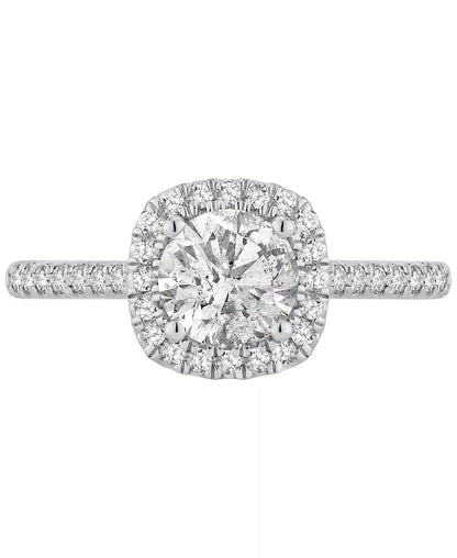 GIA Certified Diamond Halo Engagement Ring (1 Ct. T.W.) in 14K White Gold