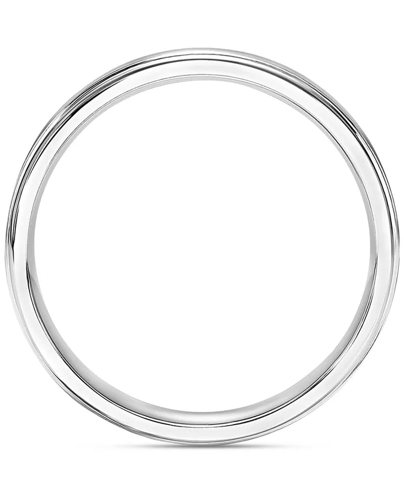 Men'S Comfort Fit Brushed Finish Bevel Edge Wedding Band in Platinum