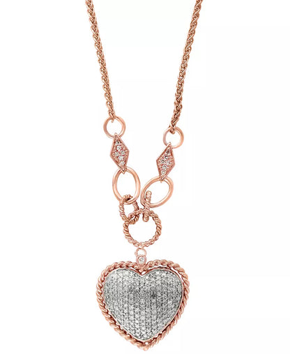 D'Oro by EFFYÂ® Diamond Pavã© Diamond Heart Pendant (3/4 Ct. T.W.) in 14K Gold or 14K Rose Gold