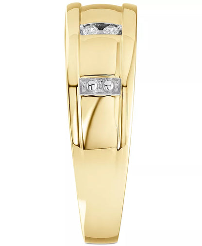 Men'S Diamond Band (1/10 Ct. T.W.) in 10K Yellow Gold and 10K White Gold
