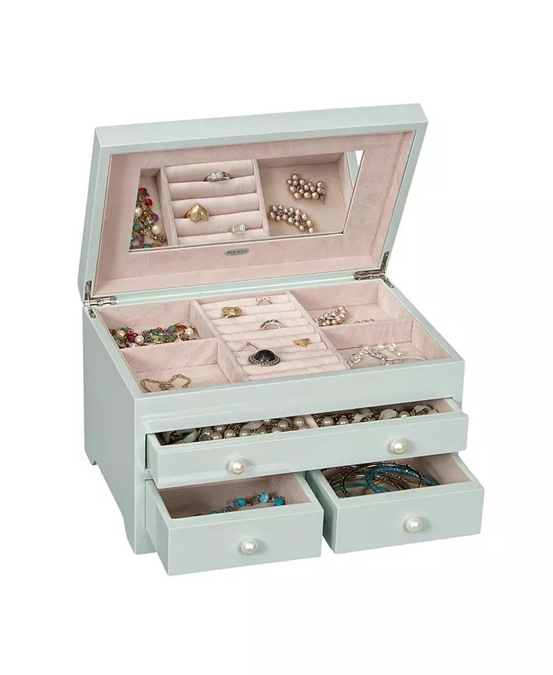 Mele Co. Bianca Wooden Jewelry Box in Seafoam Finish