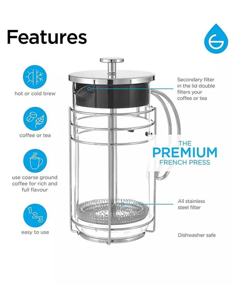 Madrid Premium French Press Coffee Maker, Tea Press, 34 Fl Oz Capacity