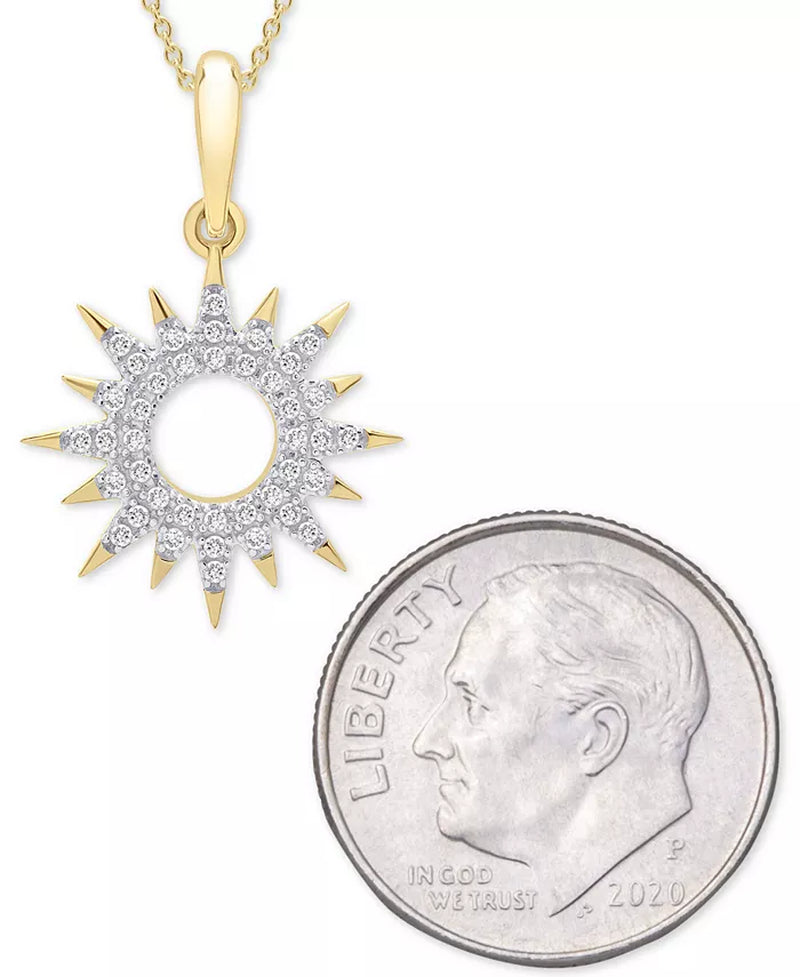 Diamond Sun Pendant Necklace (1/10 Ct. T.W.) in 14K Gold Created for Macy'S (Also Available in Black Diamond)