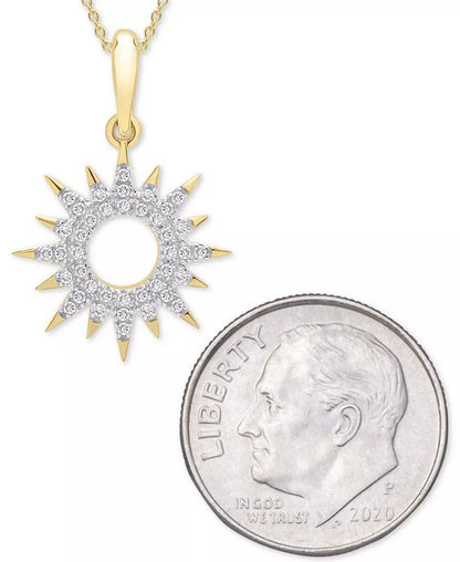 Diamond Sun Pendant Necklace (1/10 Ct. T.W.) in 14K Gold Created for Macy'S (Also Available in Black Diamond)