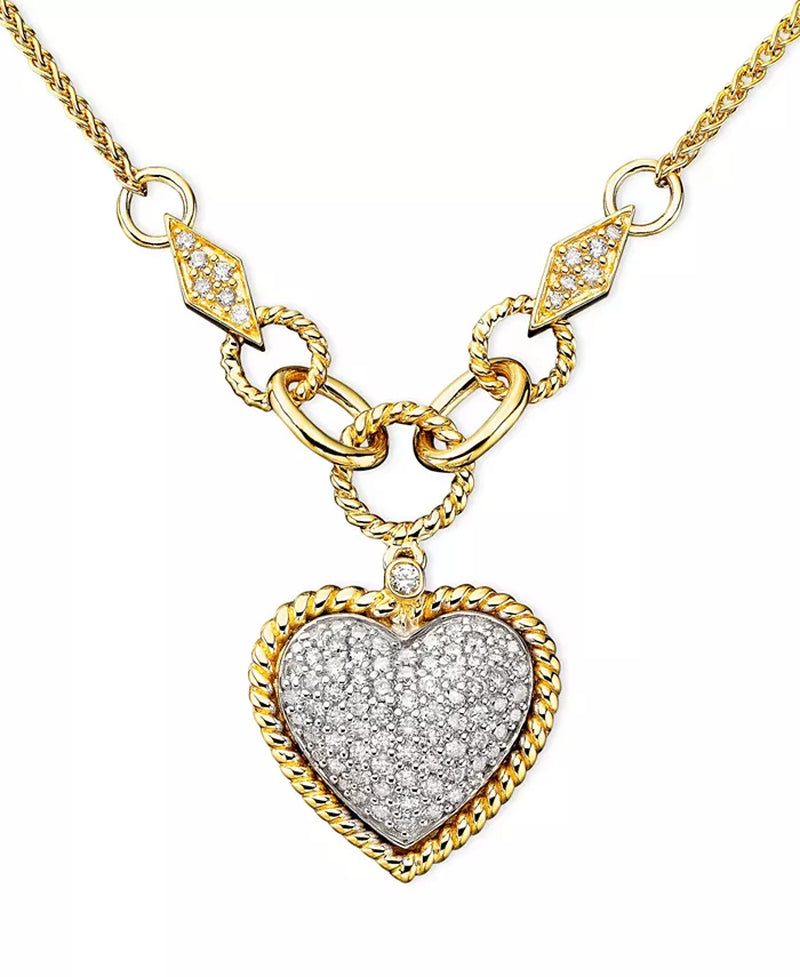 D'Oro by EFFYÂ® Diamond Pavã© Diamond Heart Pendant (3/4 Ct. T.W.) in 14K Gold or 14K Rose Gold