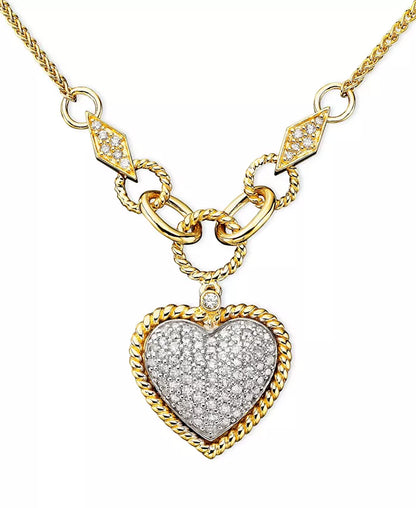 D'Oro by EFFYÂ® Diamond Pavã© Diamond Heart Pendant (3/4 Ct. T.W.) in 14K Gold or 14K Rose Gold